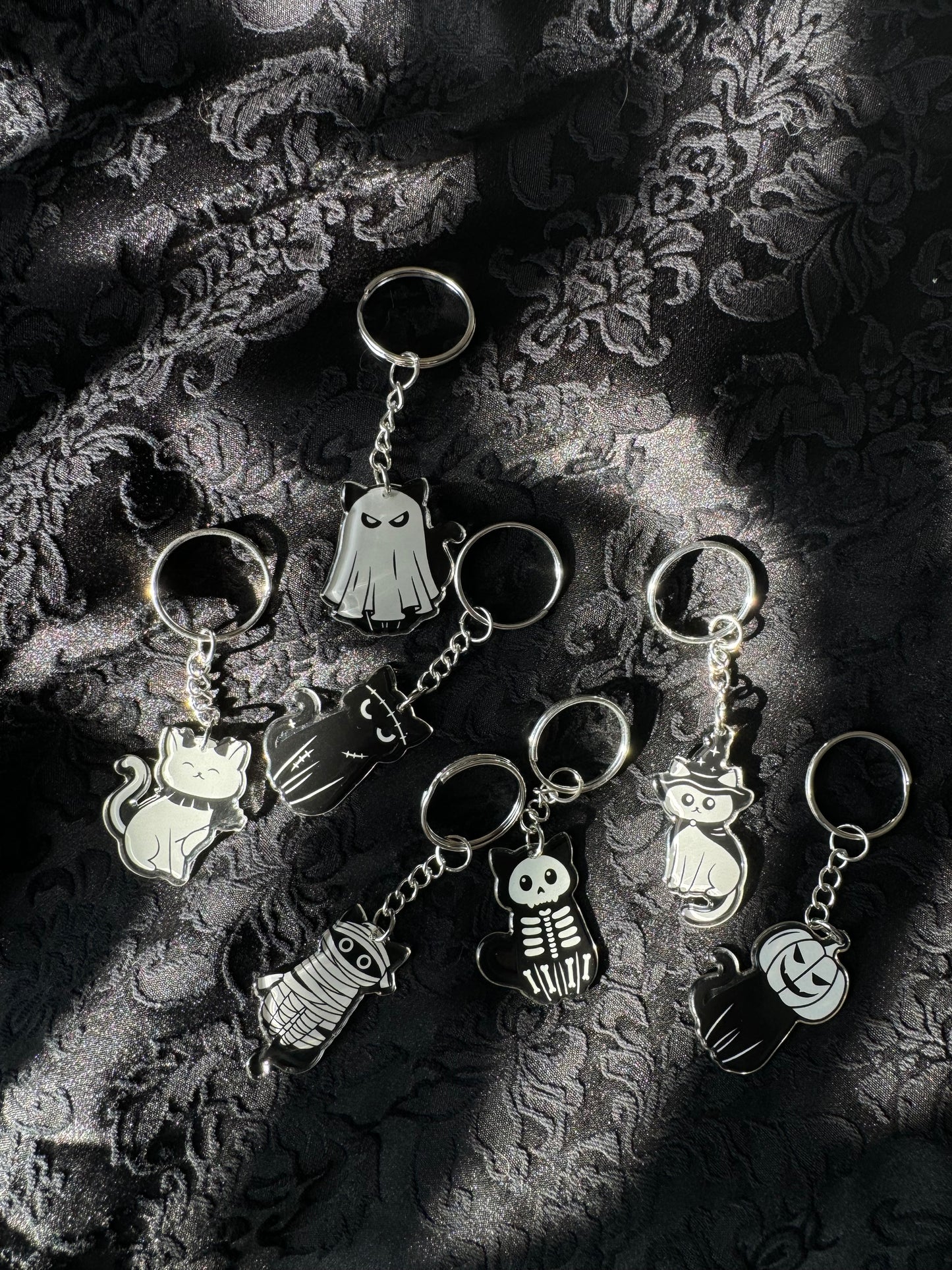 spooky cat keychains
