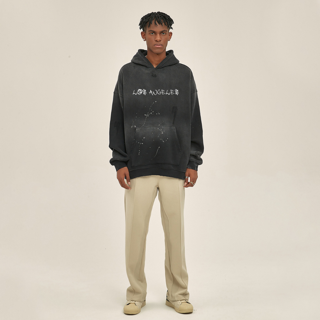 los angeles graffiti vintage frayed hoodie
