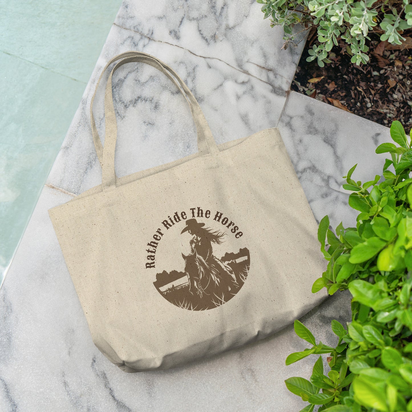rather ride the horse tote bag