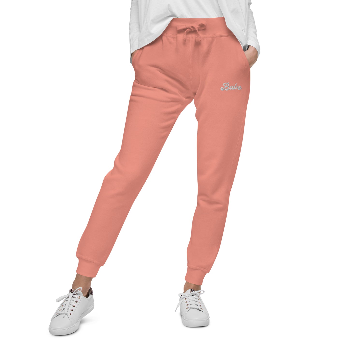 babe fleece sweatpants (white text)