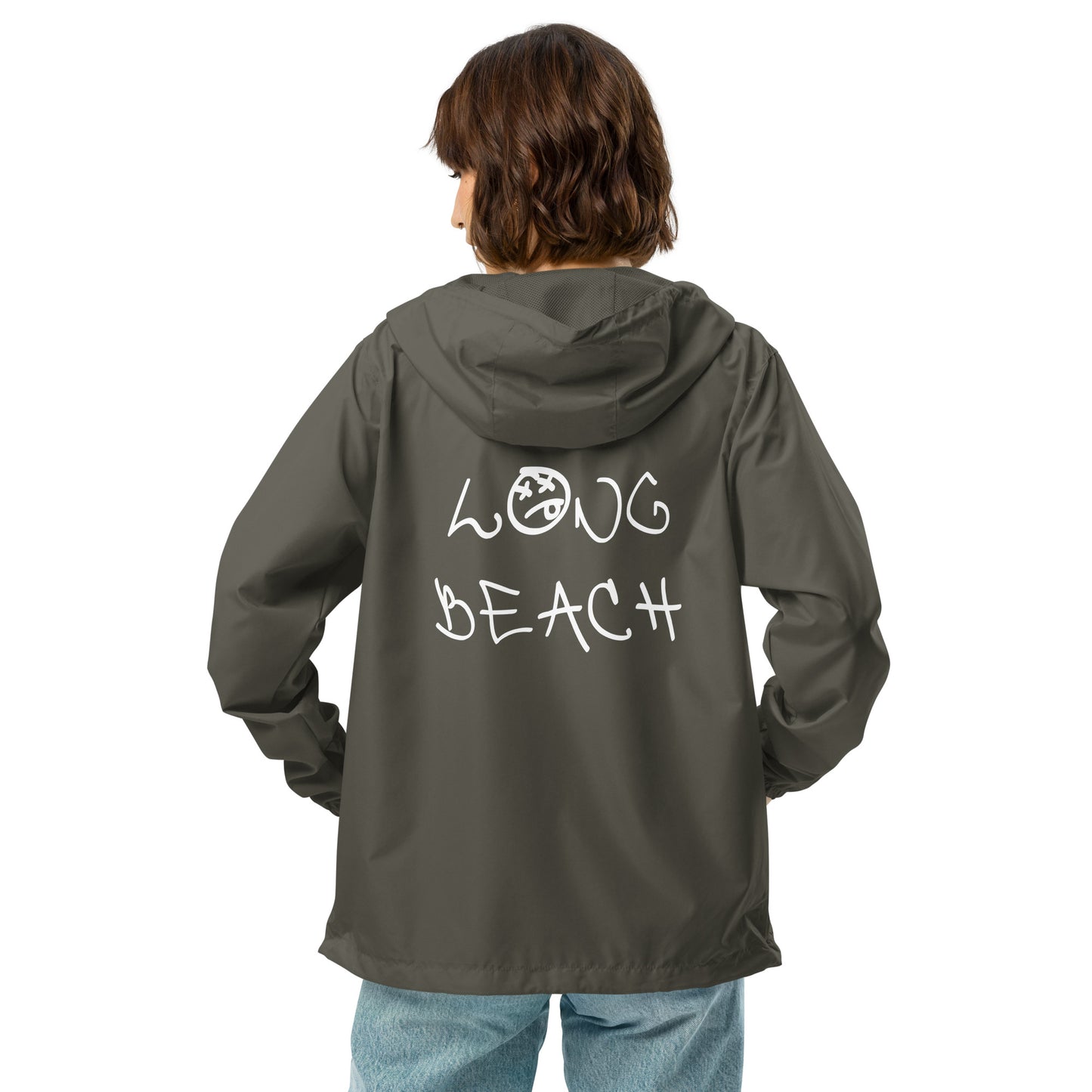 long beach graffiti lightweight zip up windbreaker (unisex)