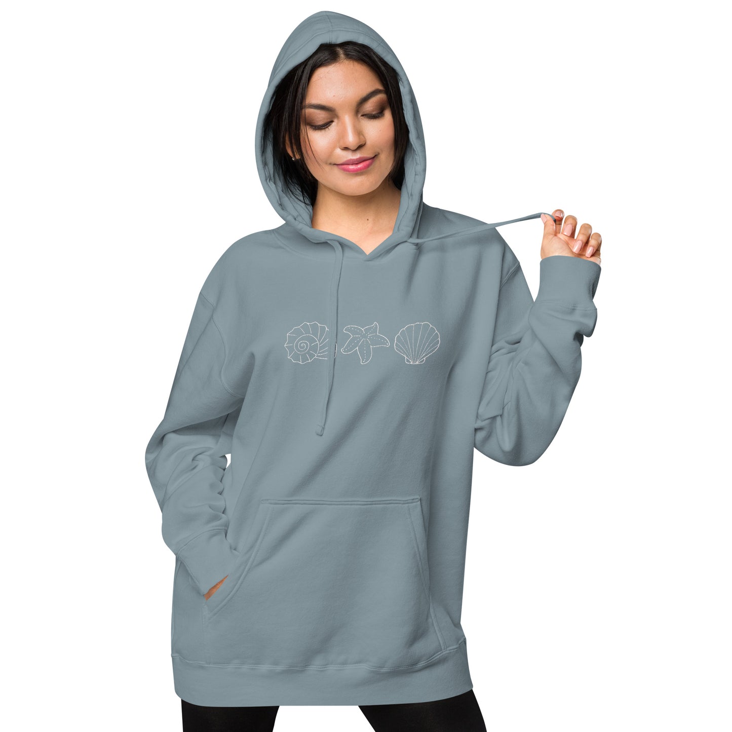 sea shells pigment-dyed hoodie
