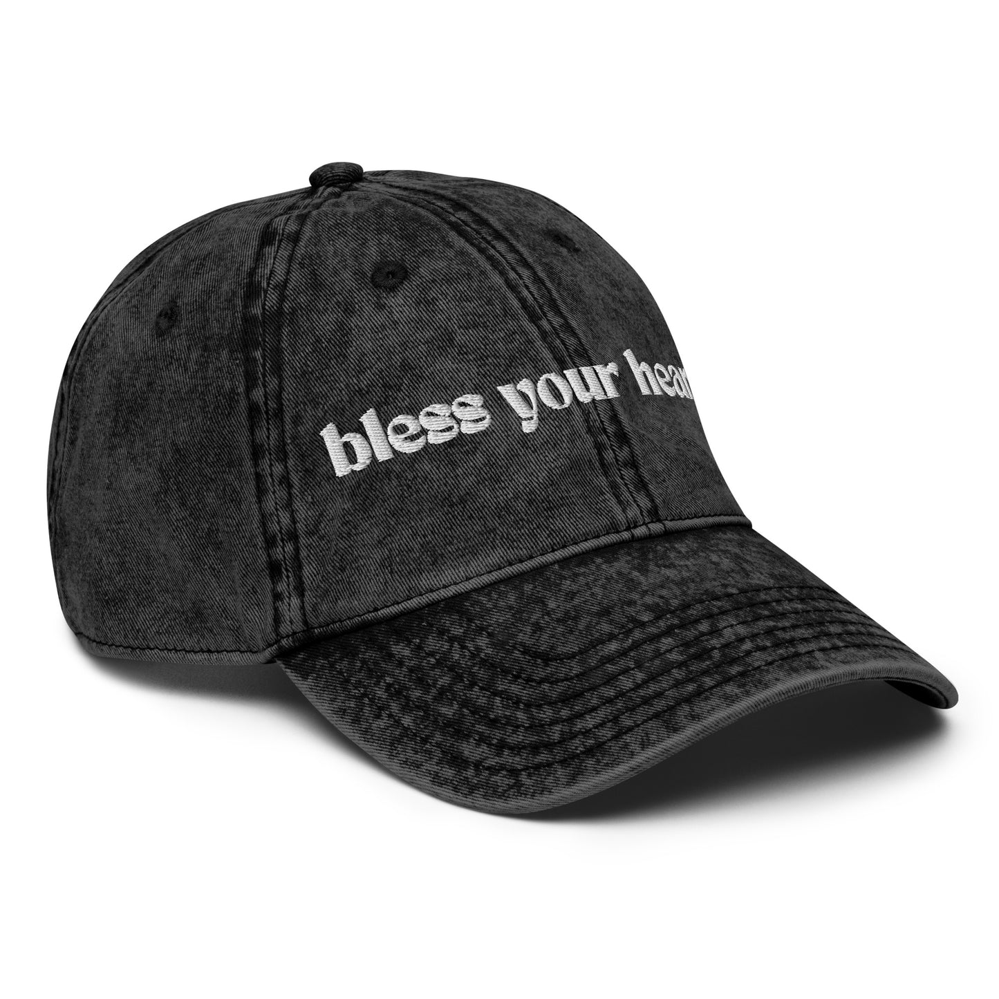 bless your heart embroidered faded jean cap