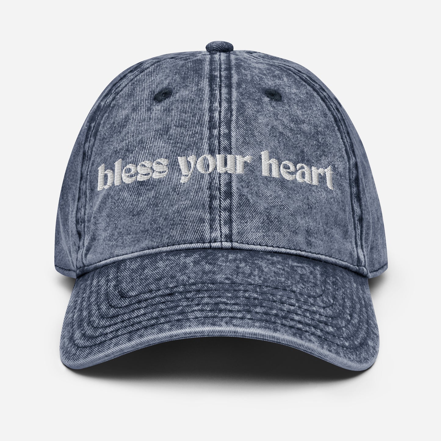bless your heart embroidered faded jean cap