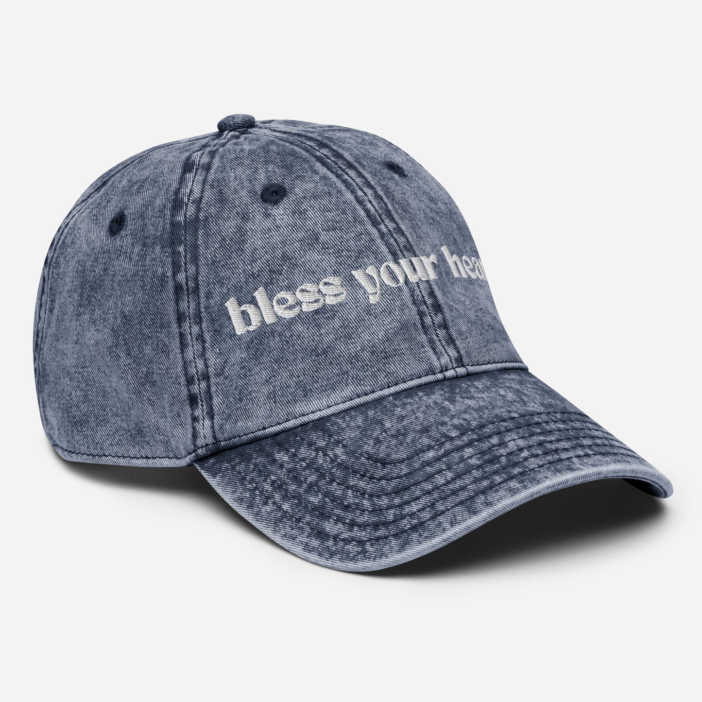 bless your heart embroidered faded jean cap