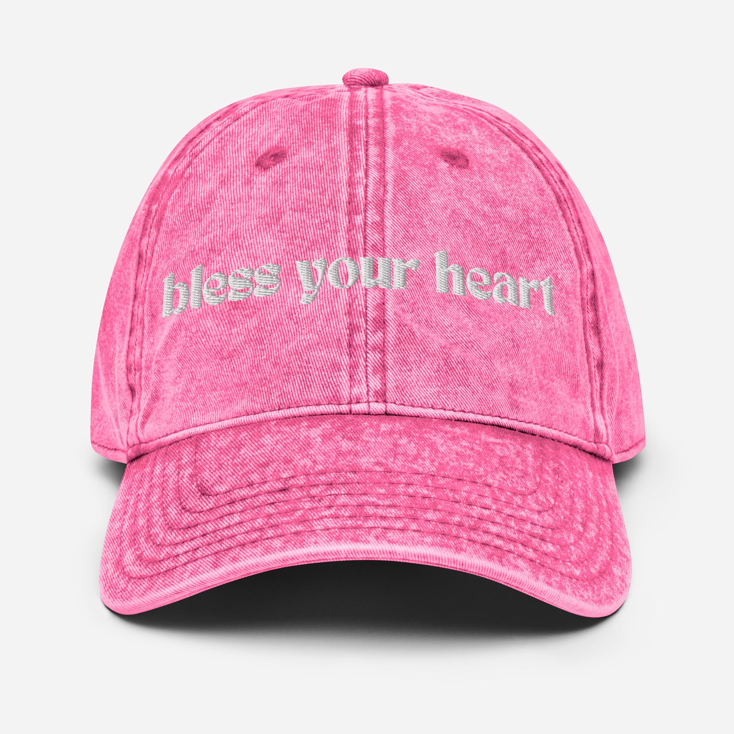 bless your heart embroidered faded jean cap