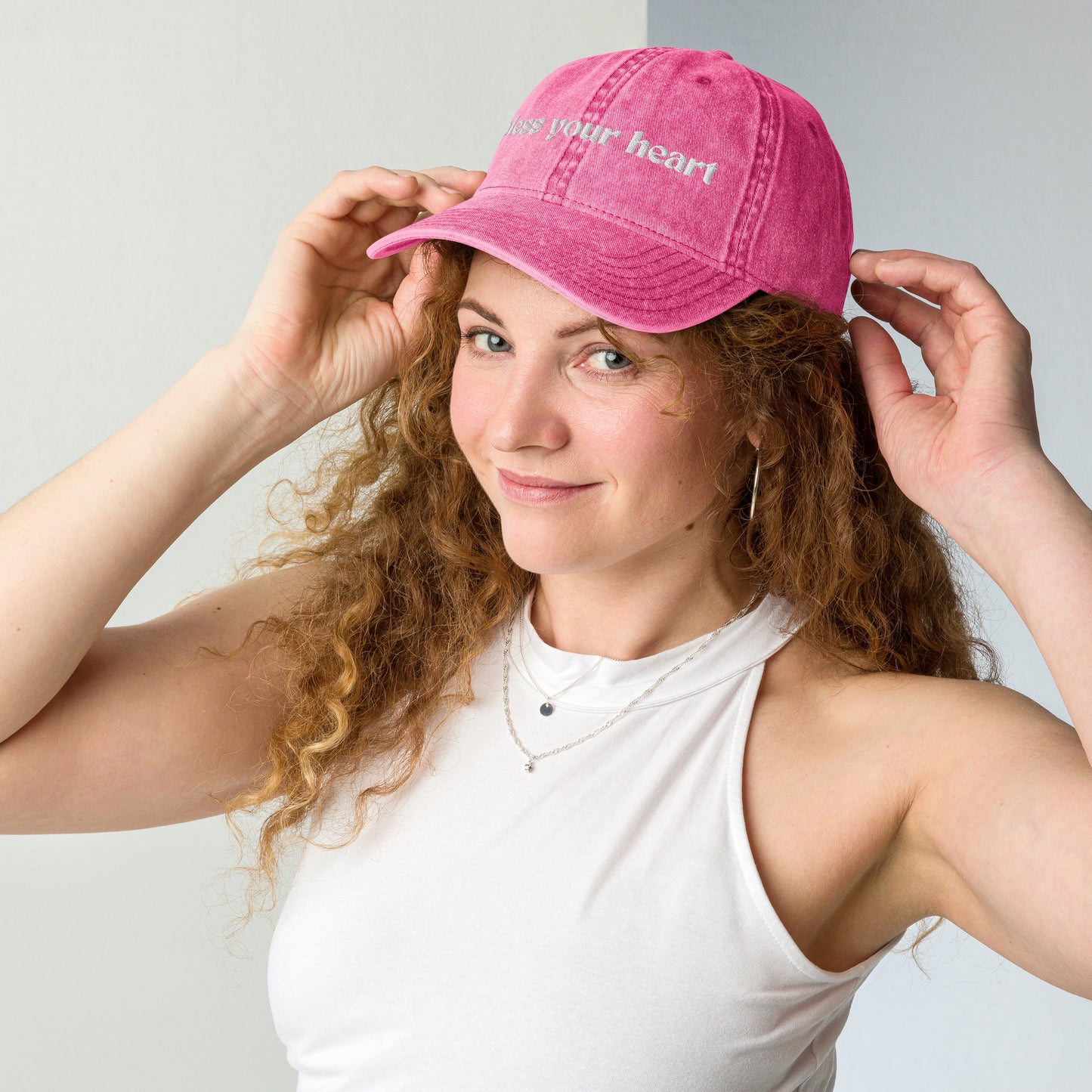 bless your heart embroidered faded jean cap
