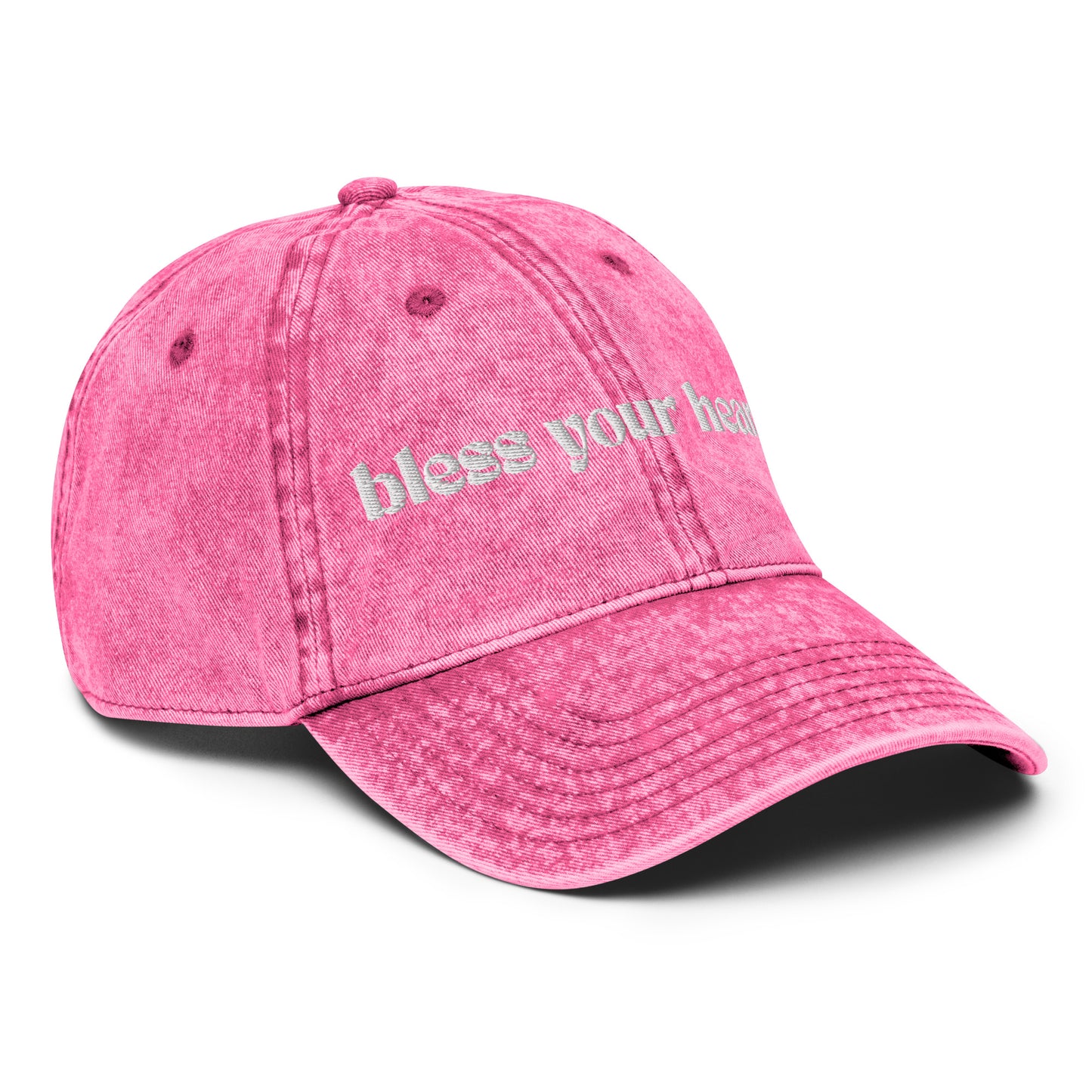 bless your heart embroidered faded jean cap