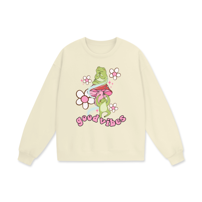 good vibes frog heavyweight oversized sweatshirt