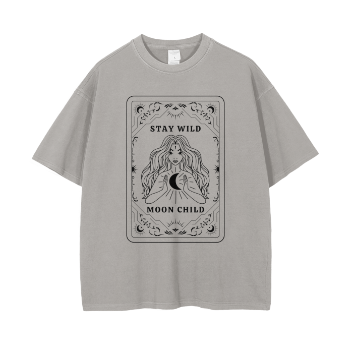 moon child tarot vintage wash drop shoulder t-shirt