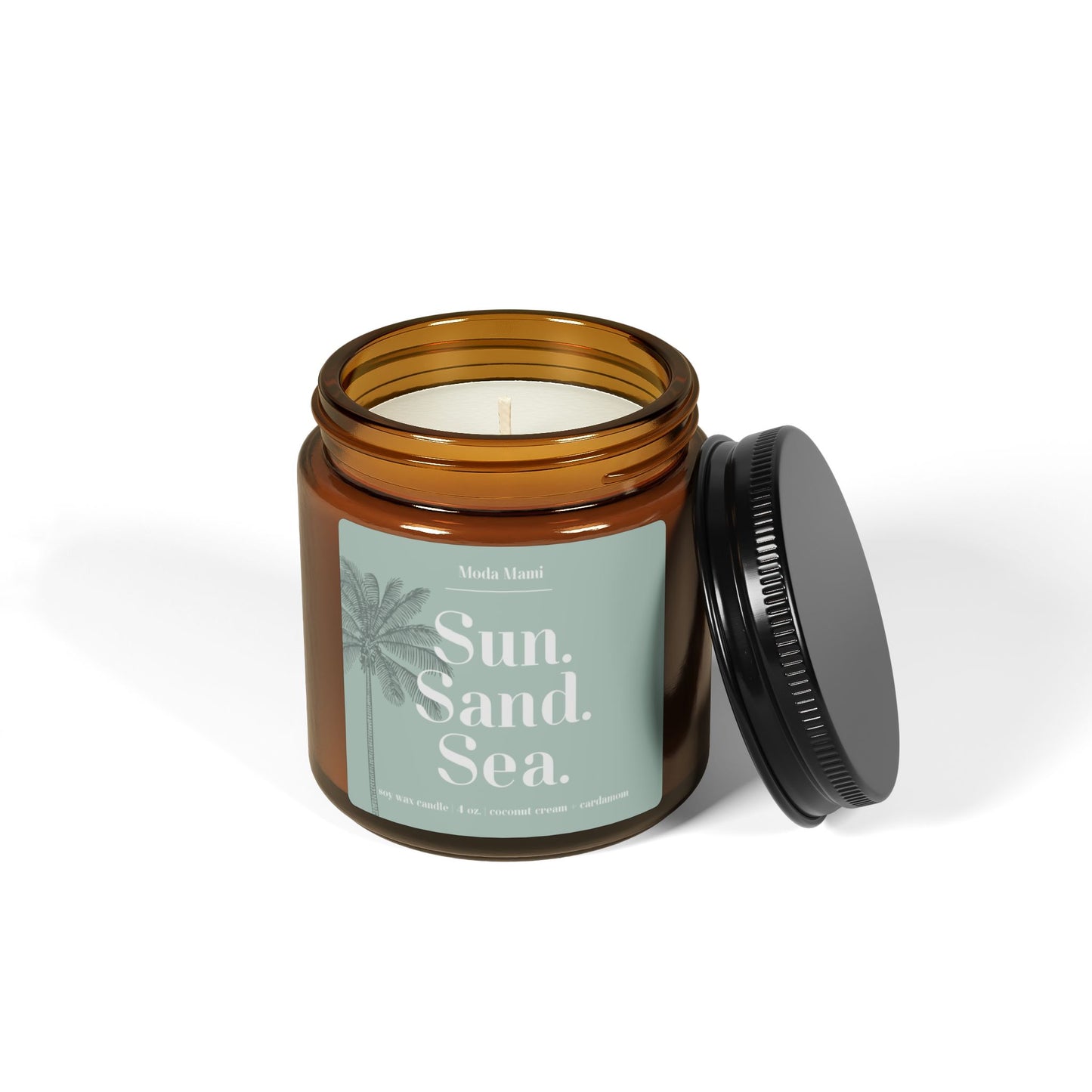 sun sand sea scented soy candle (multi-size, amber jar)