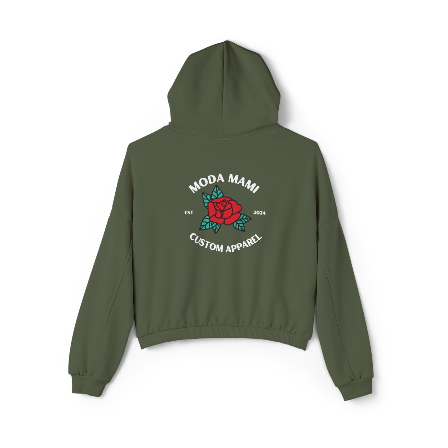 mm apparel rose cinched bottom hoodie