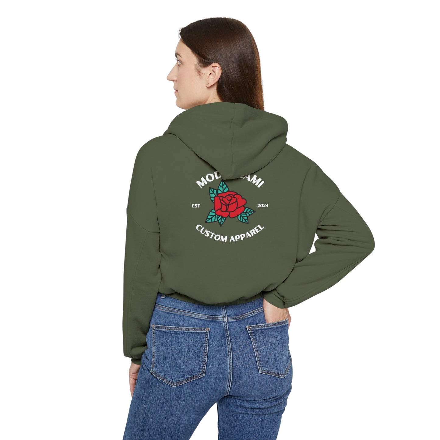 mm apparel rose cinched bottom hoodie