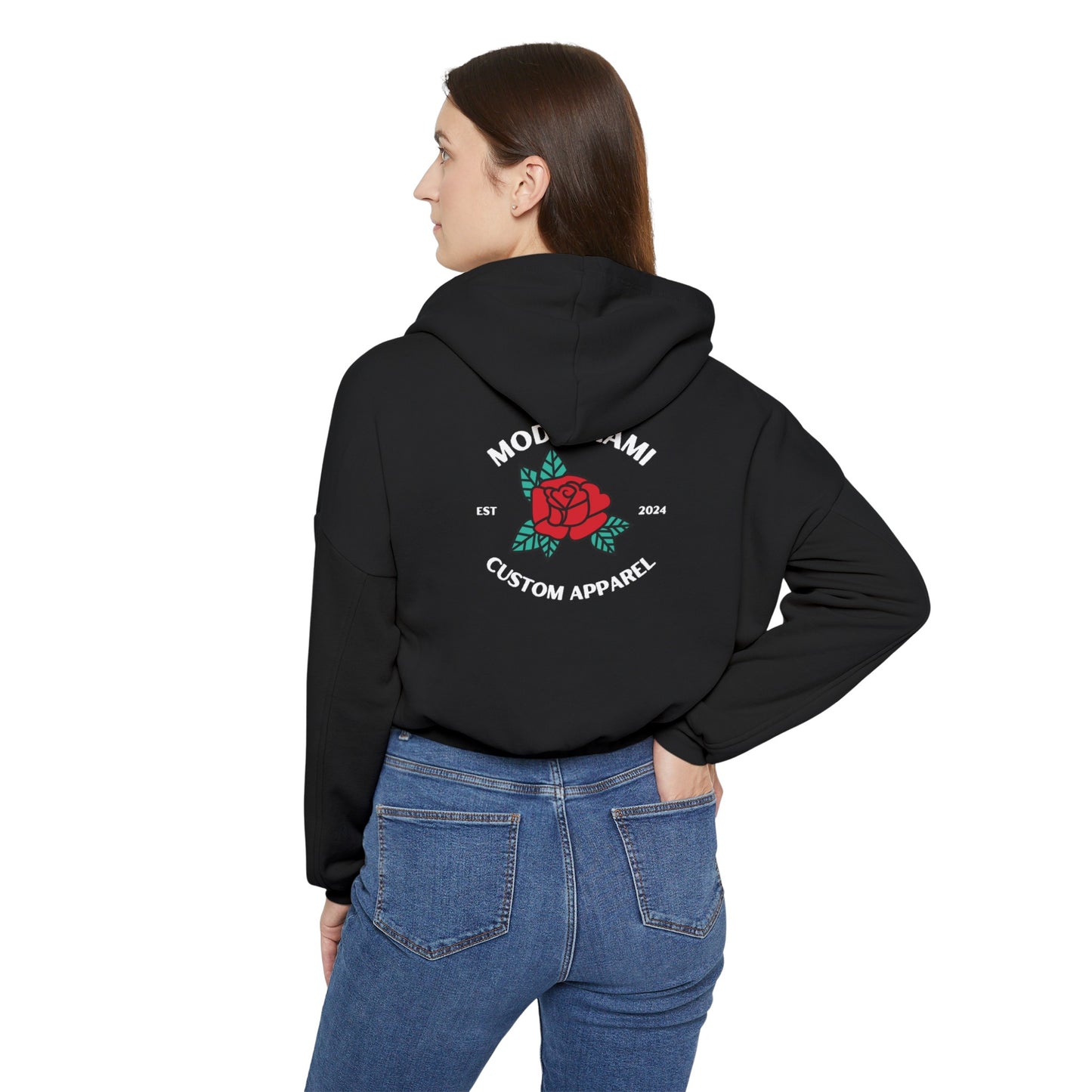 mm apparel rose cinched bottom hoodie