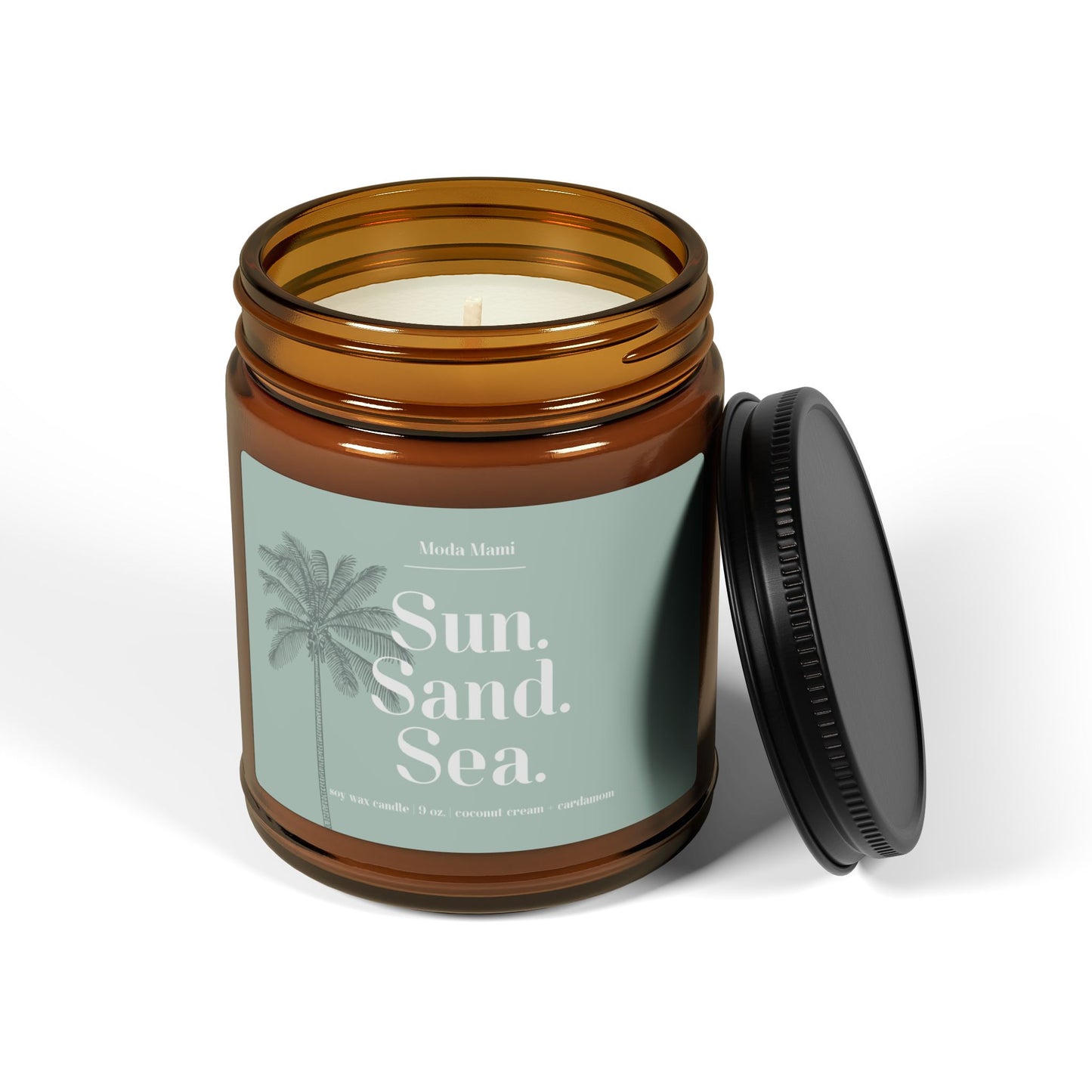 sun sand sea scented soy candle (multi-size, amber jar)