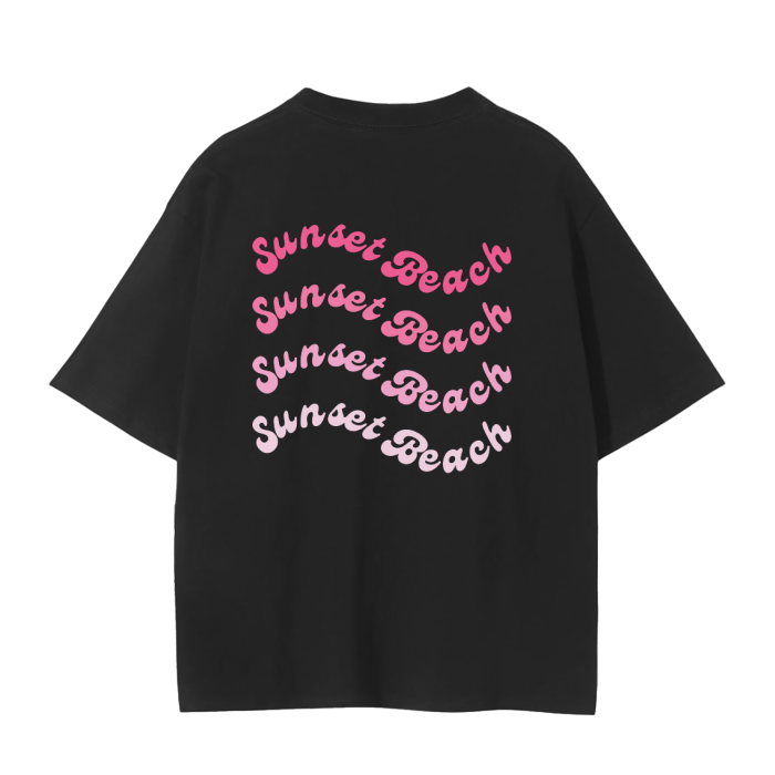 sunset beach wavy oversized t-shirt