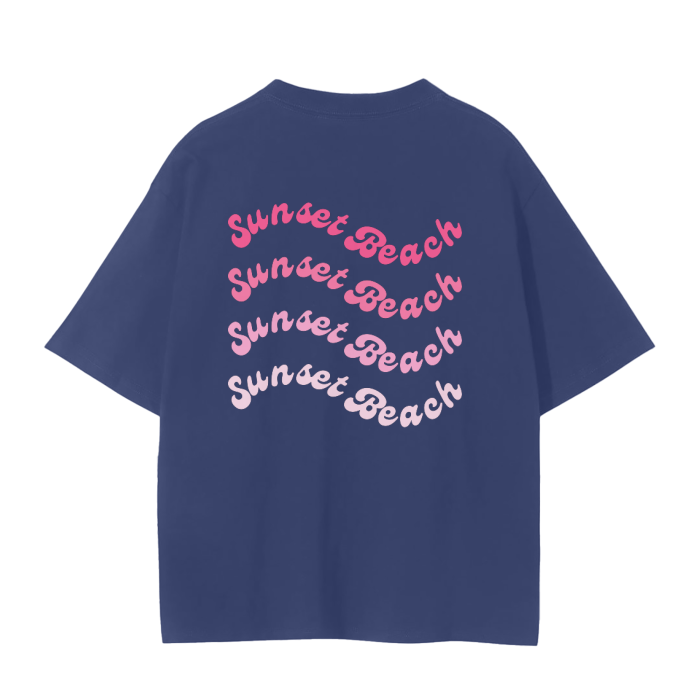 sunset beach wavy oversized t-shirt