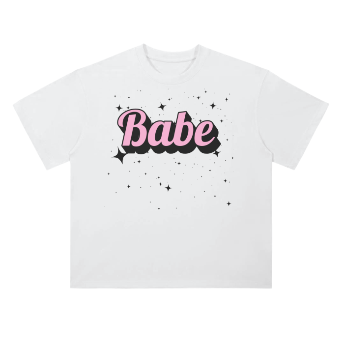 babe stars drop shoulder t-shirt