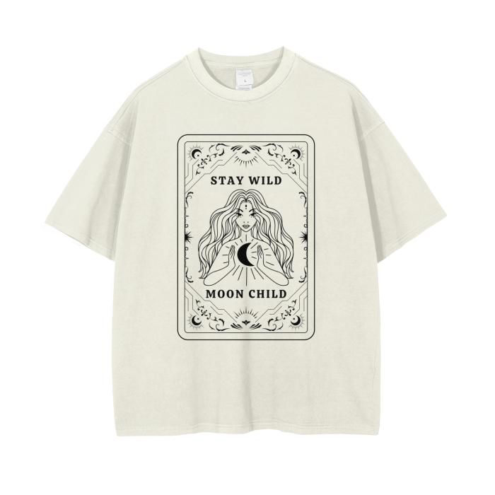 moon child tarot vintage wash drop shoulder t-shirt