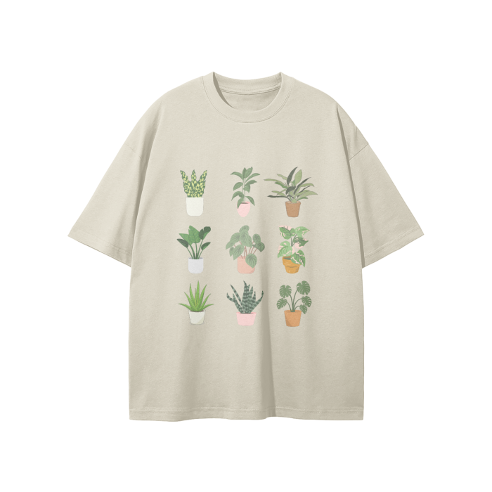 assorted plants oversized t-shirt