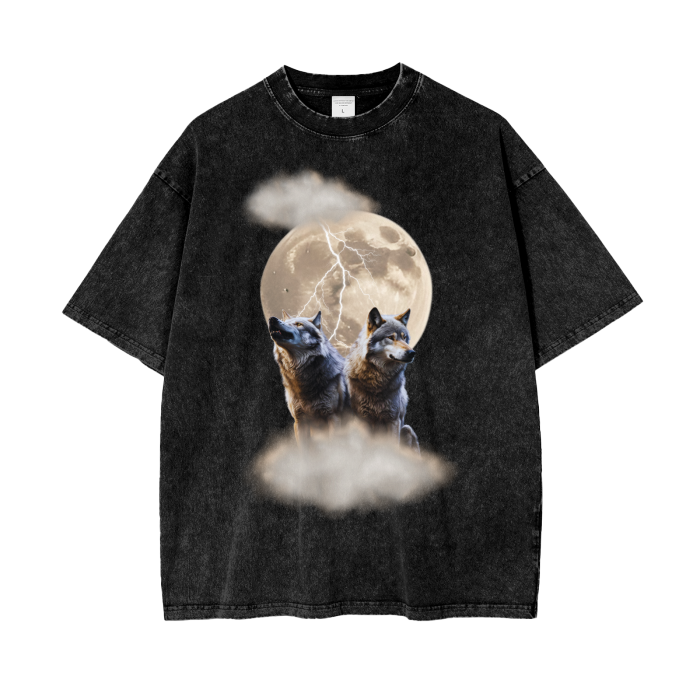 night wolves acid wash oversized t-shirt