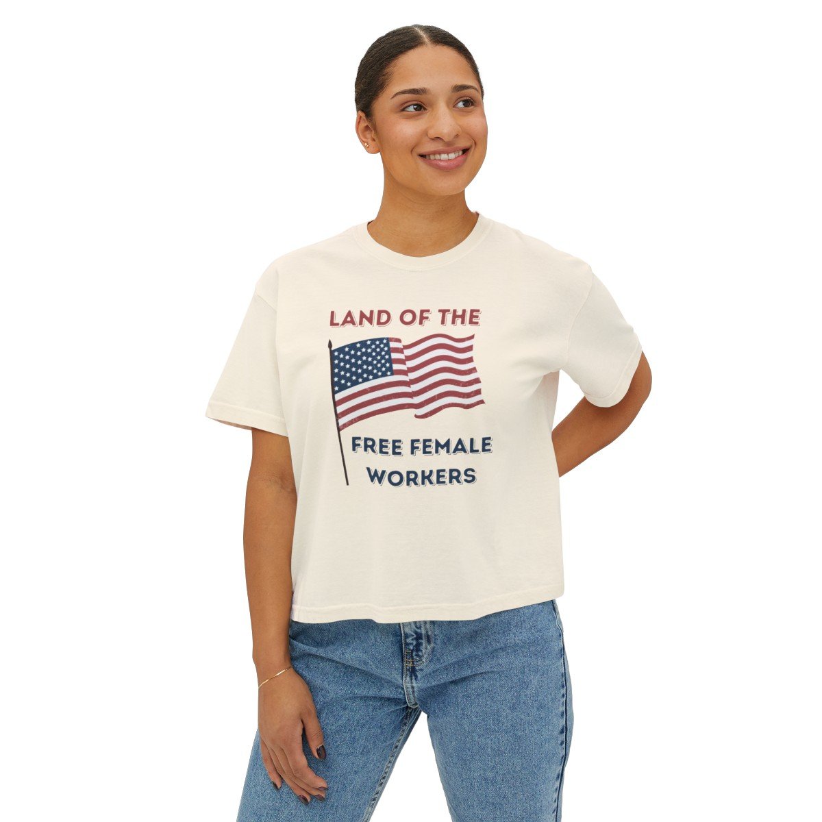 LAND OF THE FREE BOXY TEE-11187777965856718311