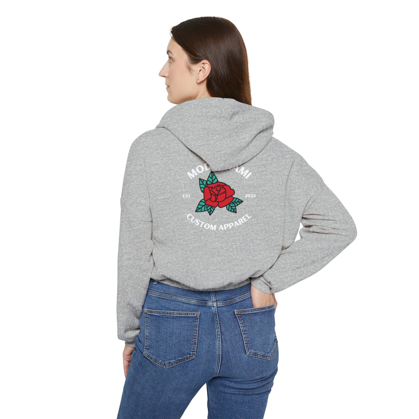 mm apparel rose cinched bottom hoodie