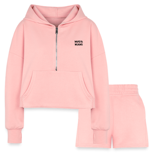 MODA MAMI WOMEN'S CROPPED HOODIE AND SHORTS SET-1066500989-P2422A1S6