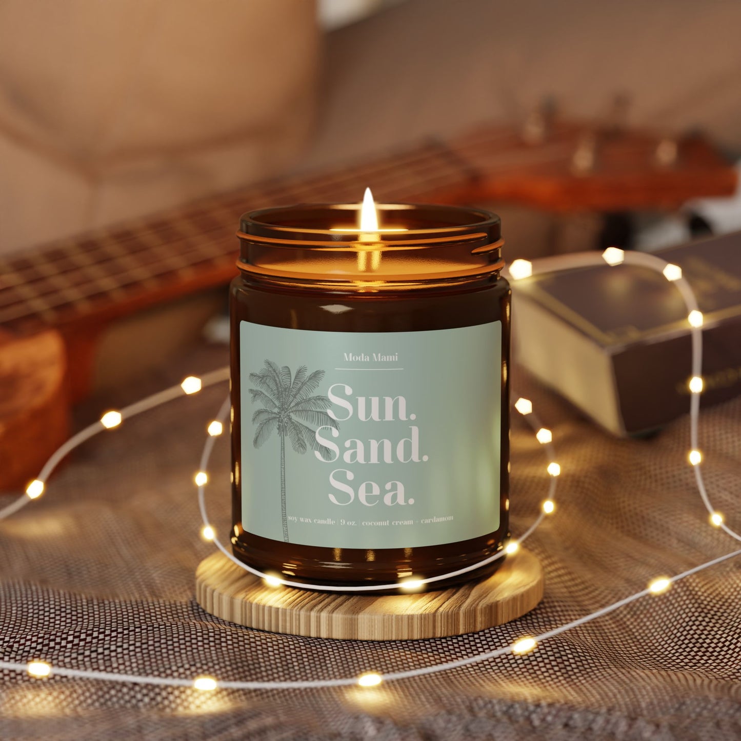 sun sand sea scented soy candle (multi-size, amber jar)