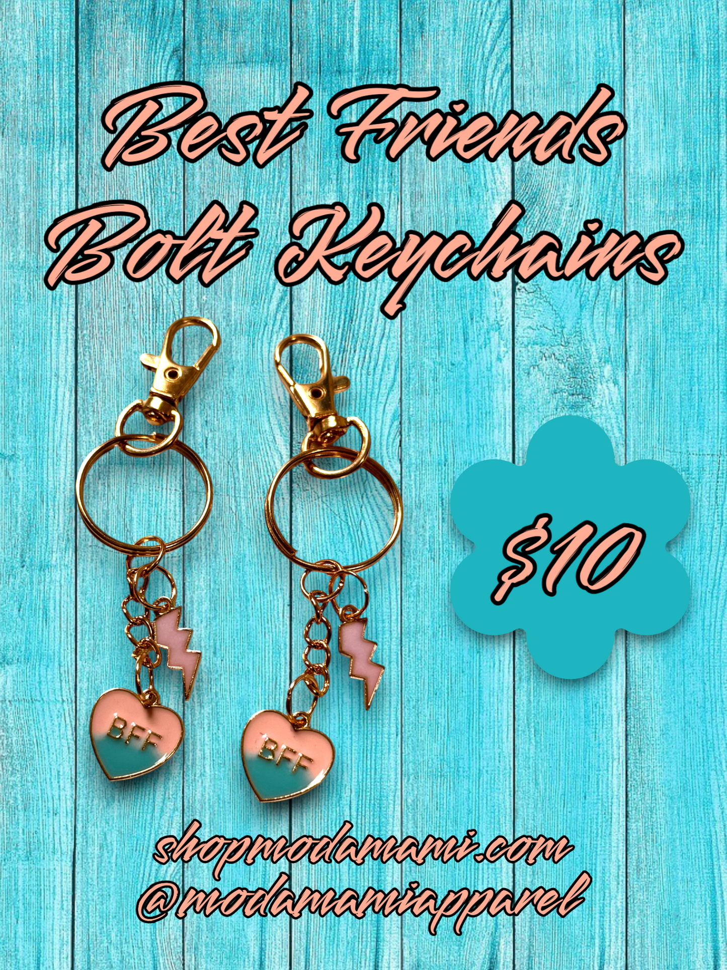 best friends bolt keychains (set of 2)