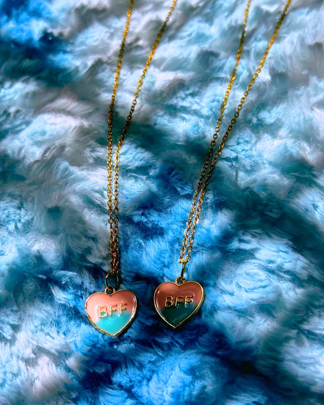 pink + blue BFF necklace (set of 2)