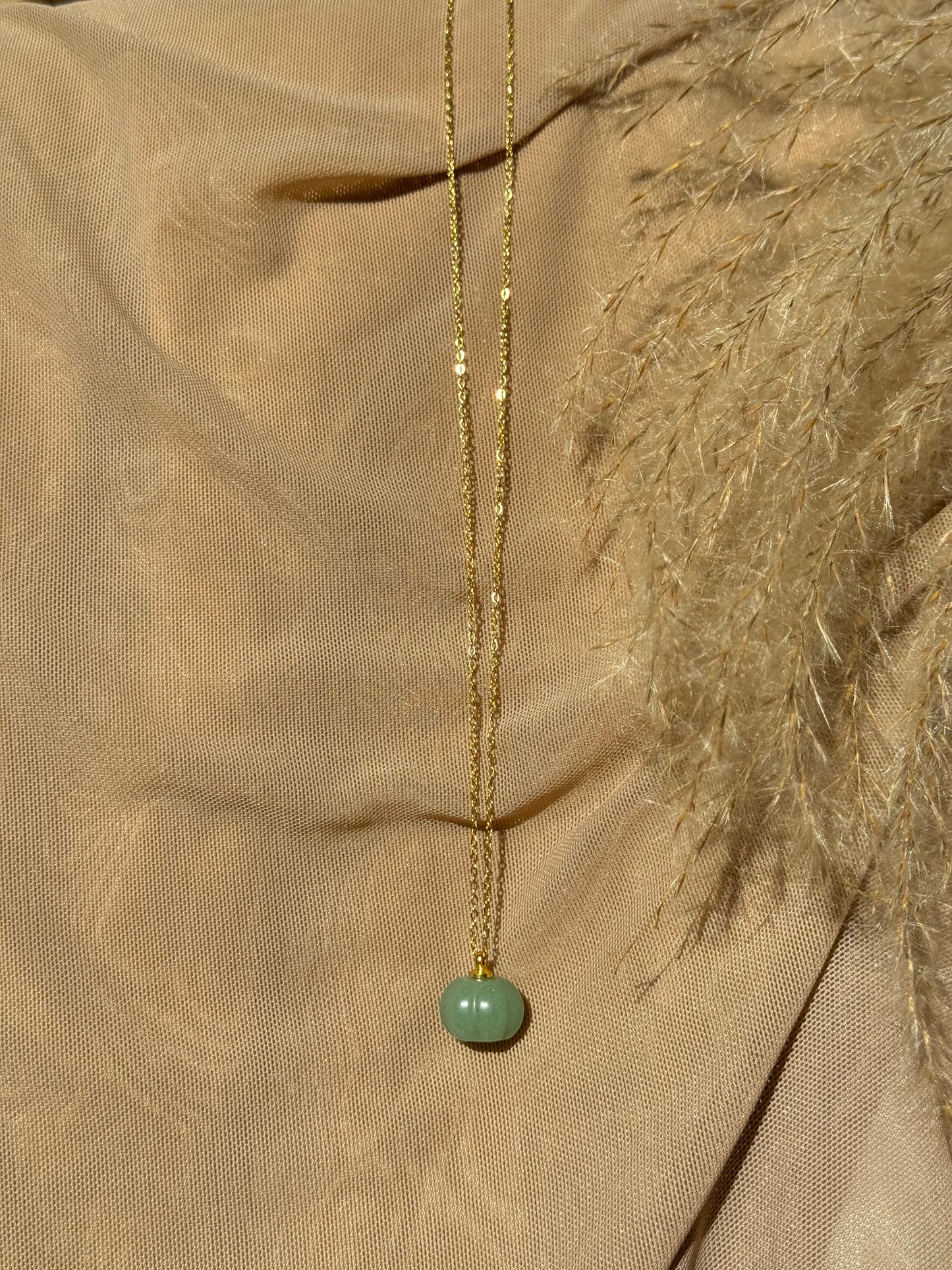 light green aventurine pumpkin necklace