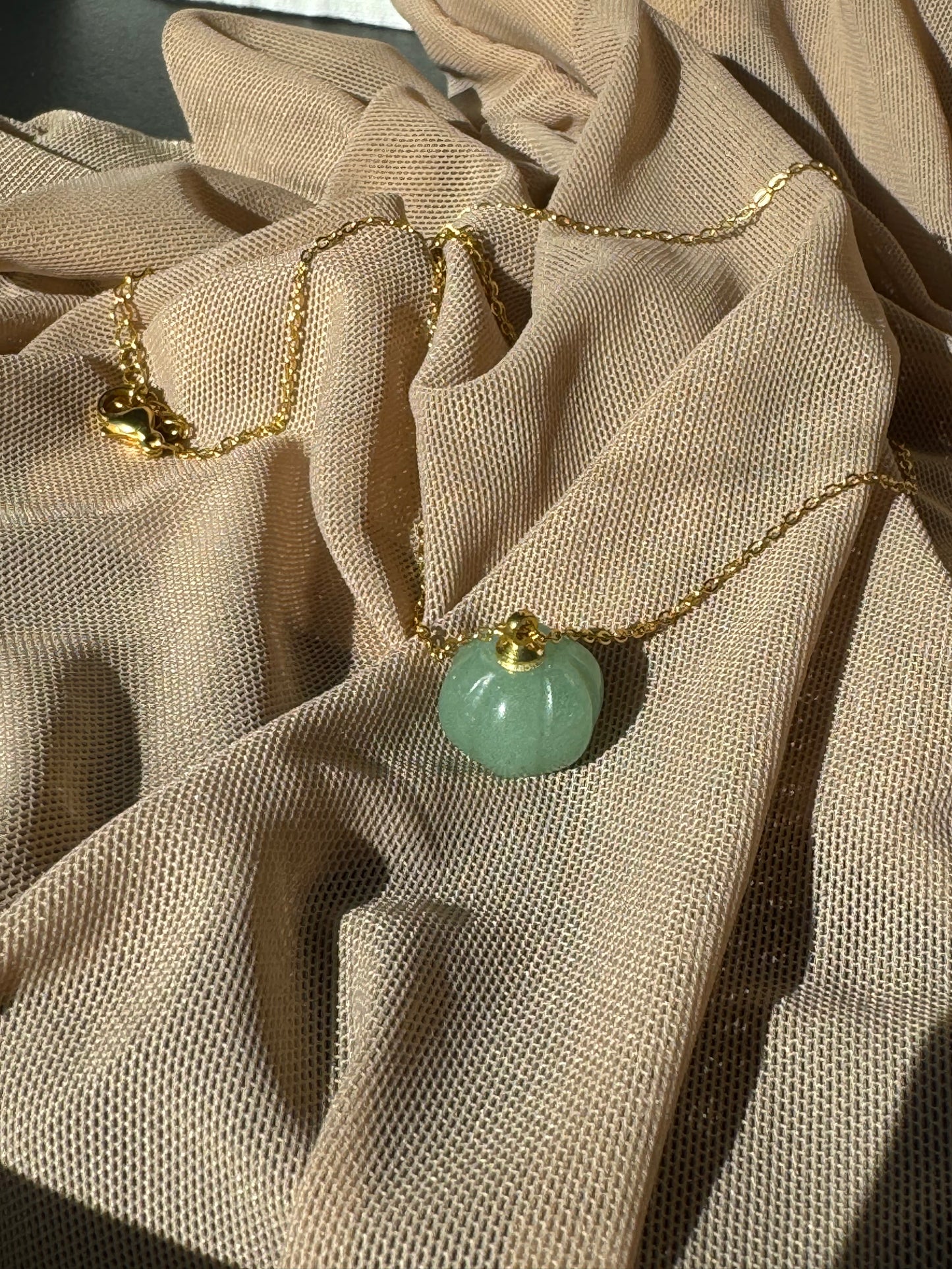 light green aventurine pumpkin necklace