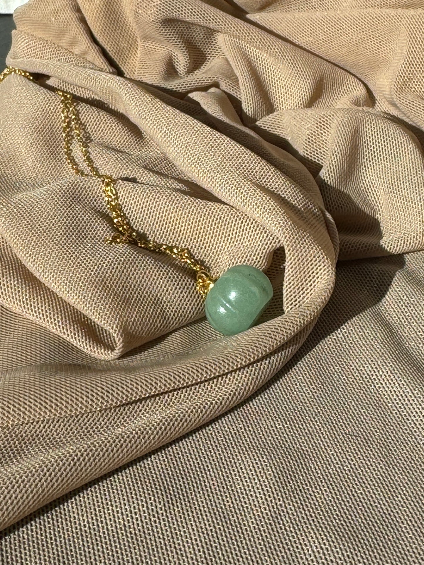 light green aventurine pumpkin necklace