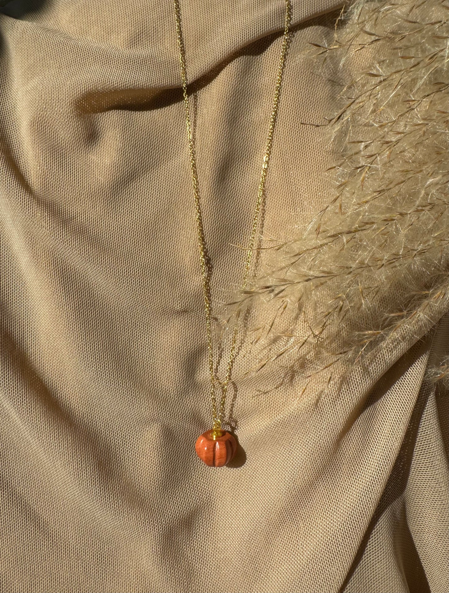 red jasper pumpkin necklace