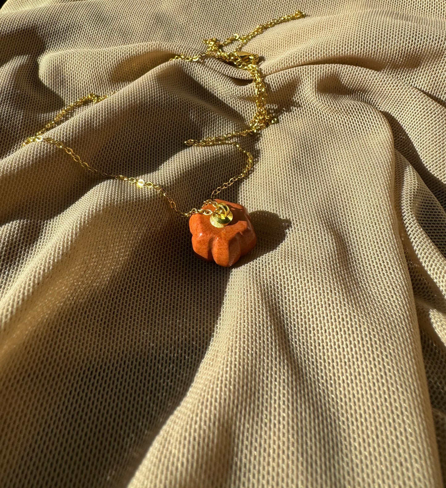 red jasper pumpkin necklace