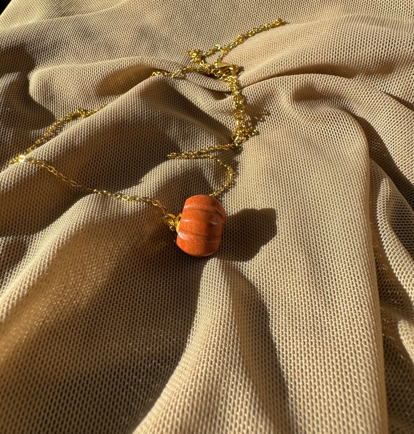 red jasper pumpkin necklace