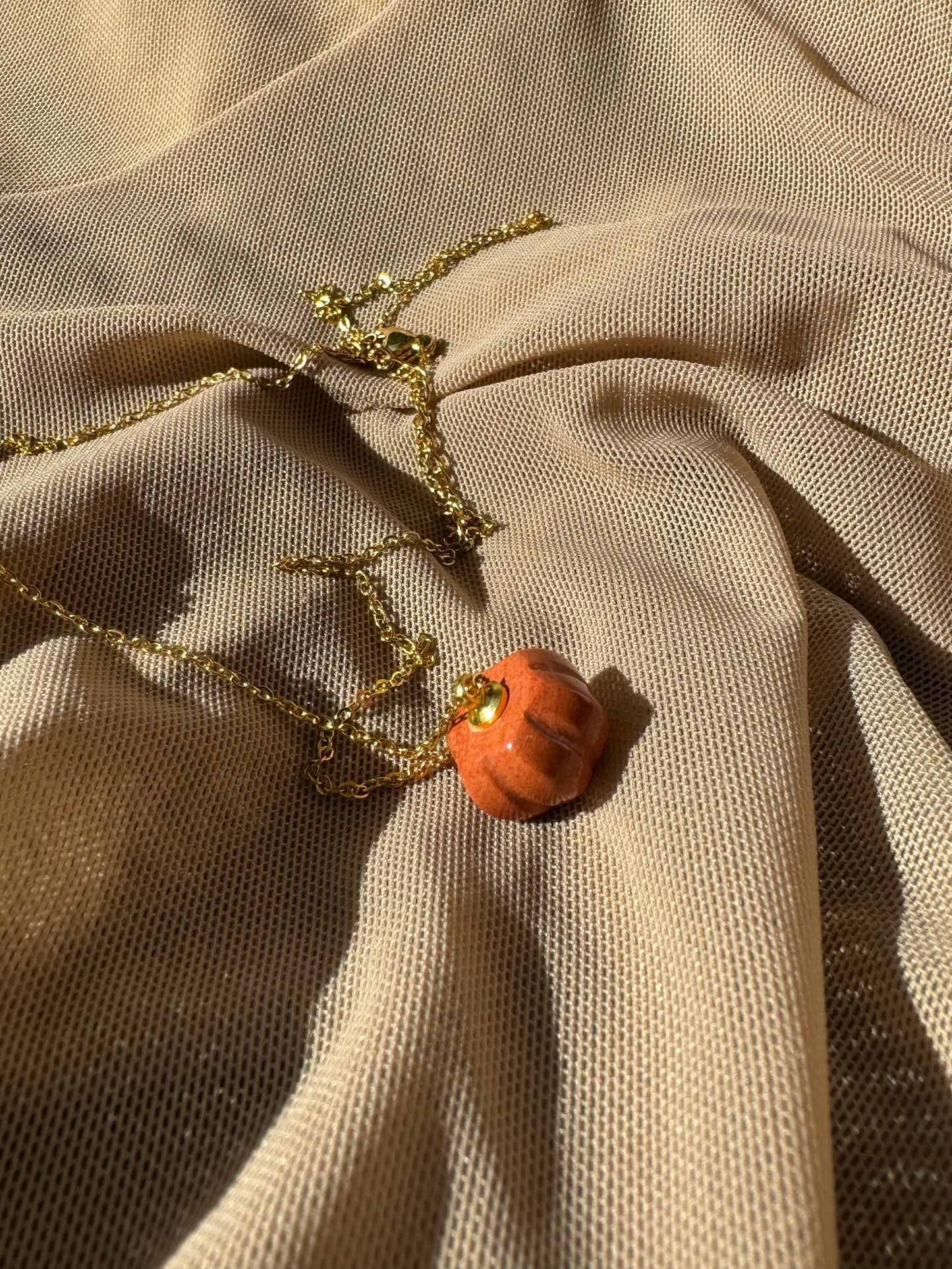 red jasper pumpkin necklace