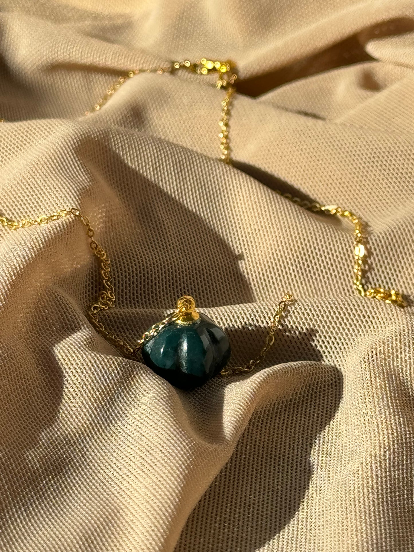 dark green aventurine pumpkin necklace