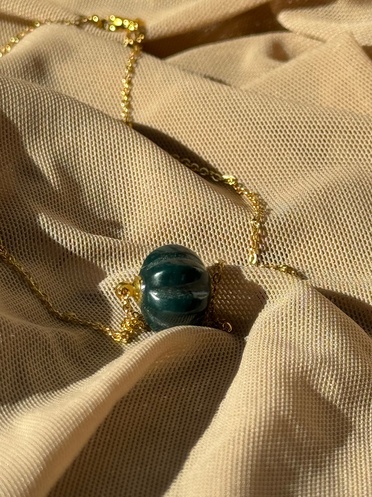 dark green aventurine pumpkin necklace