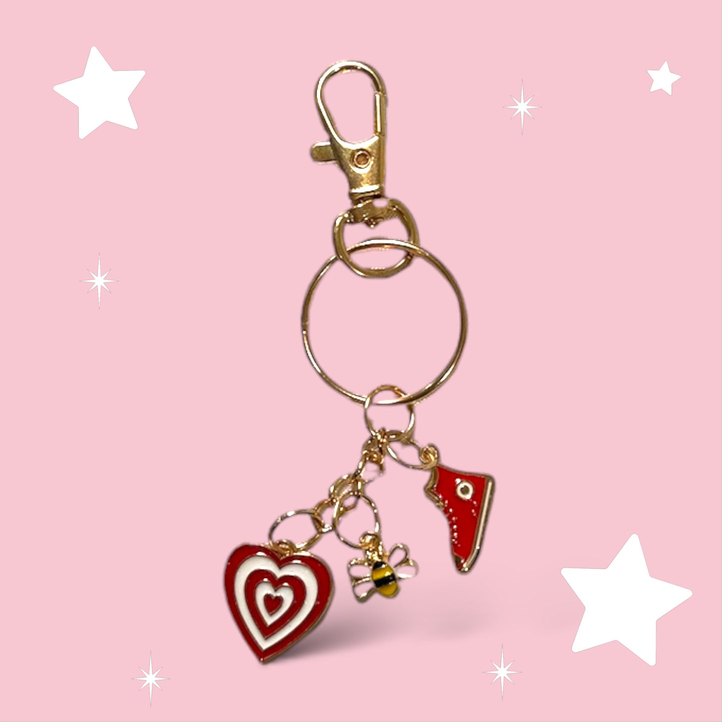 girlie things keychain (3 charms)