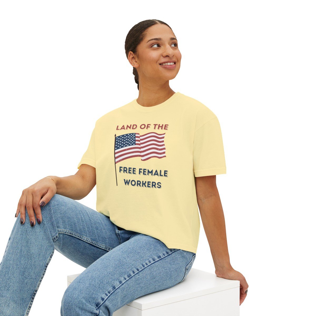 LAND OF THE FREE BOXY TEE-11187777965856718311