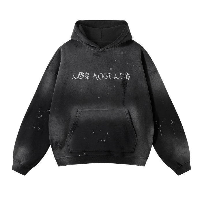 los angeles graffiti vintage frayed hoodie