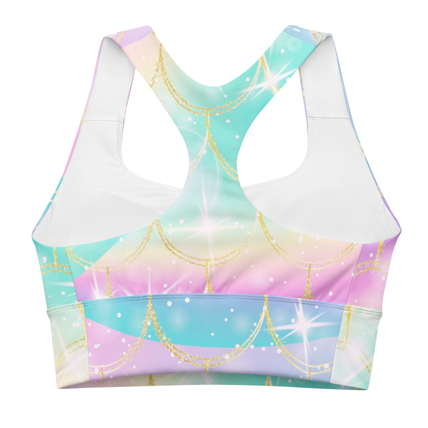 rainbow scales sports bra