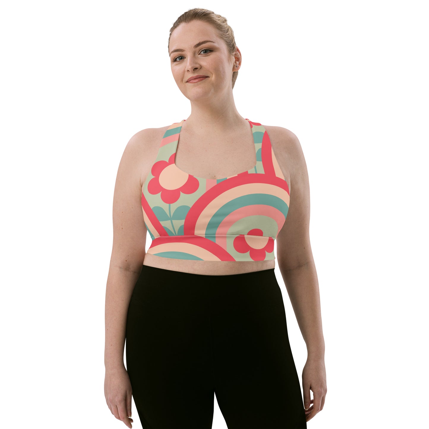 rainbow blossom sports bra