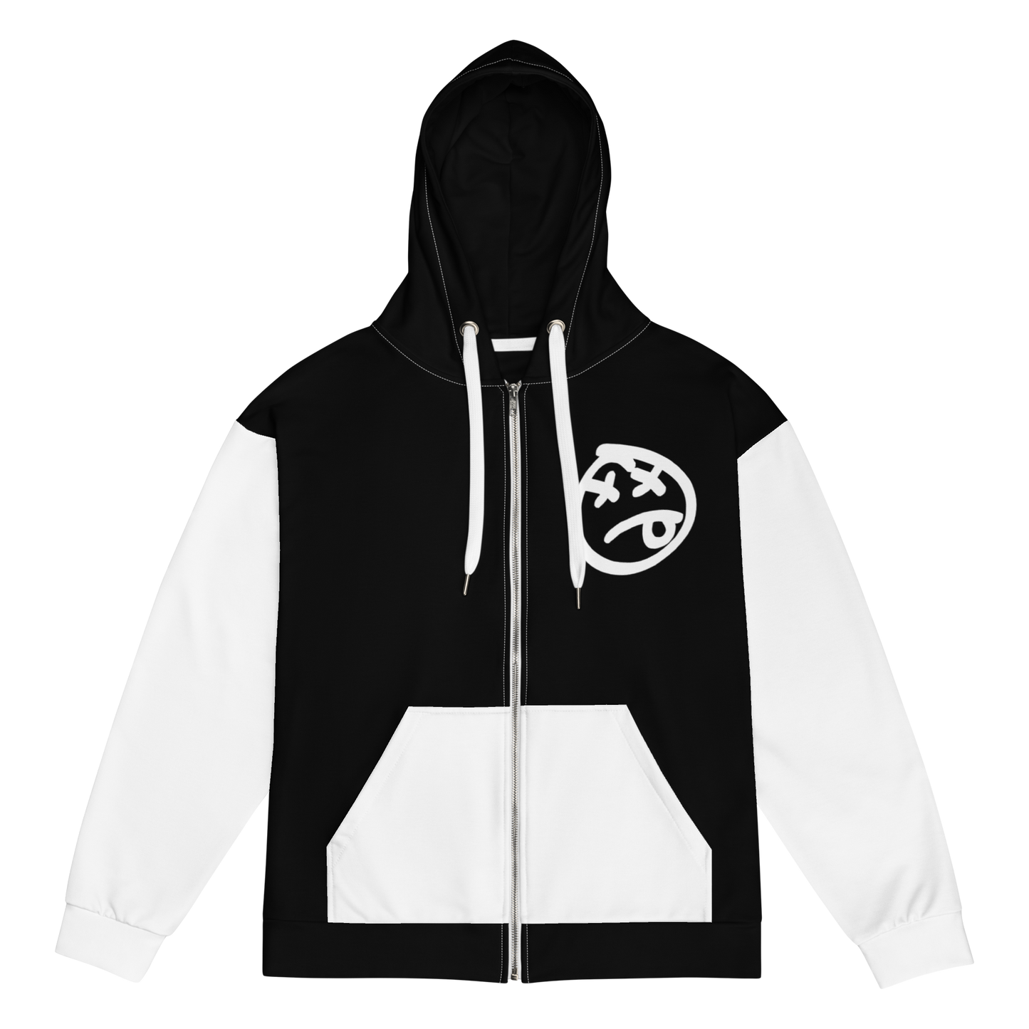 black and white street smiley zip hoodie (unisex)