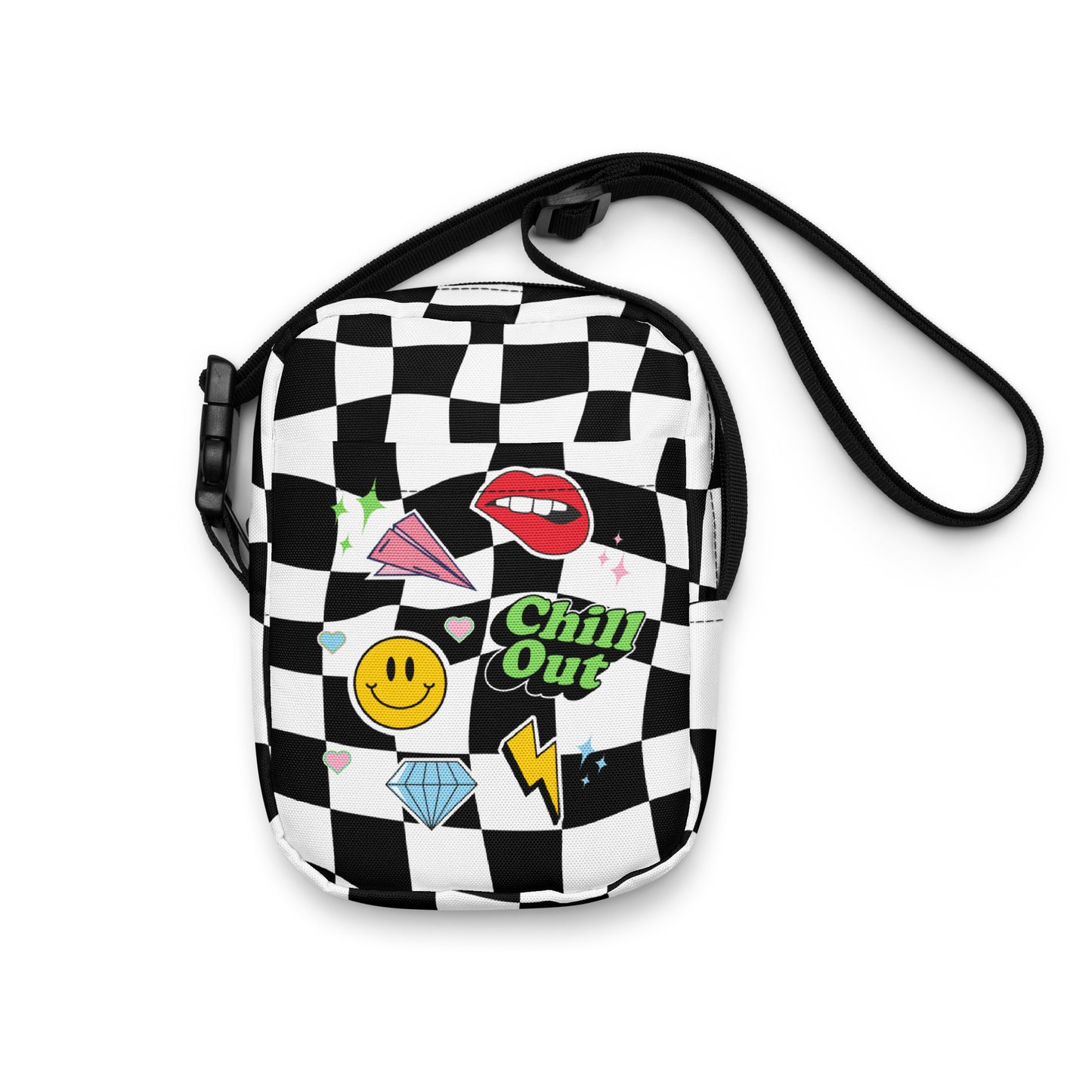 retro checkers crossbody bag