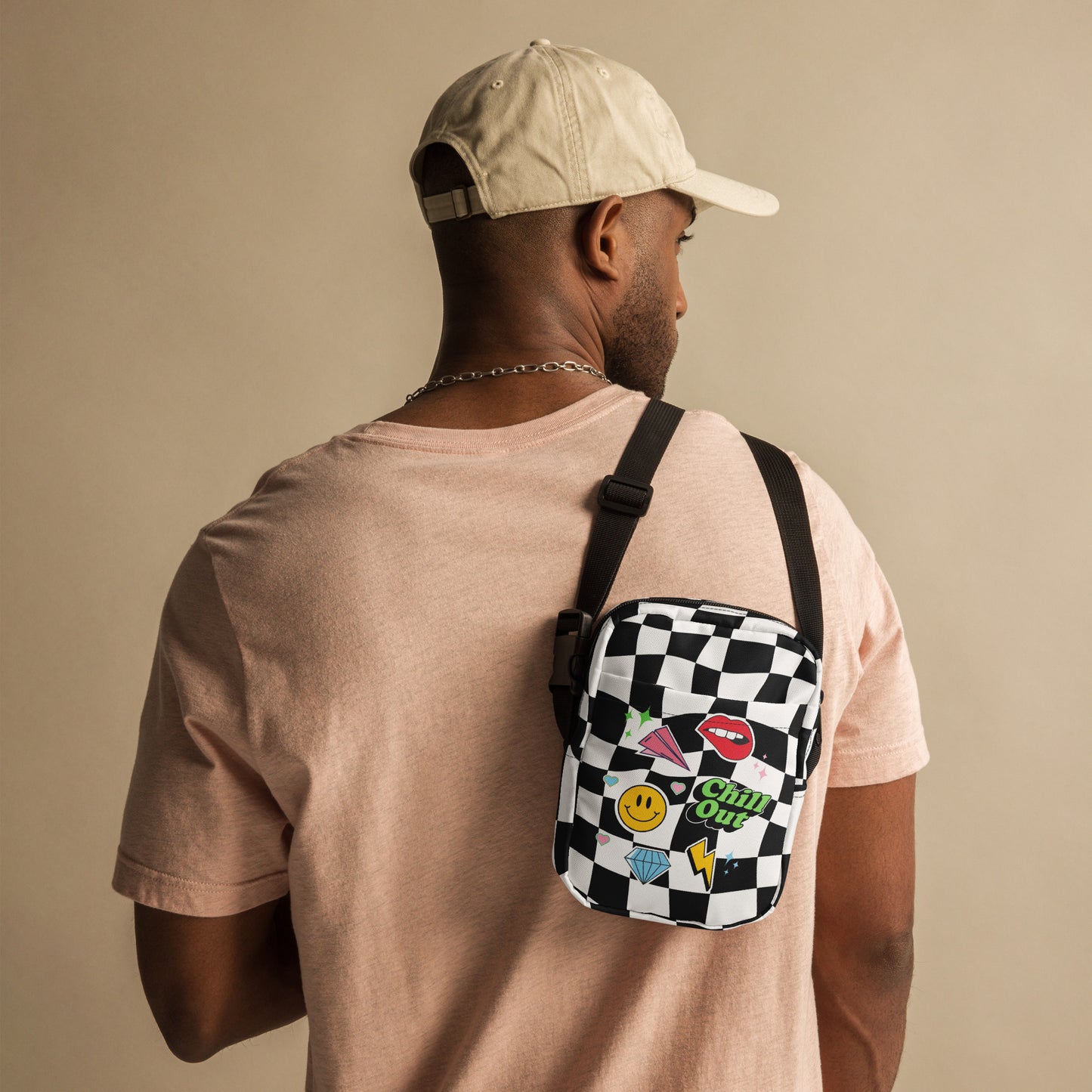 retro checkers crossbody bag