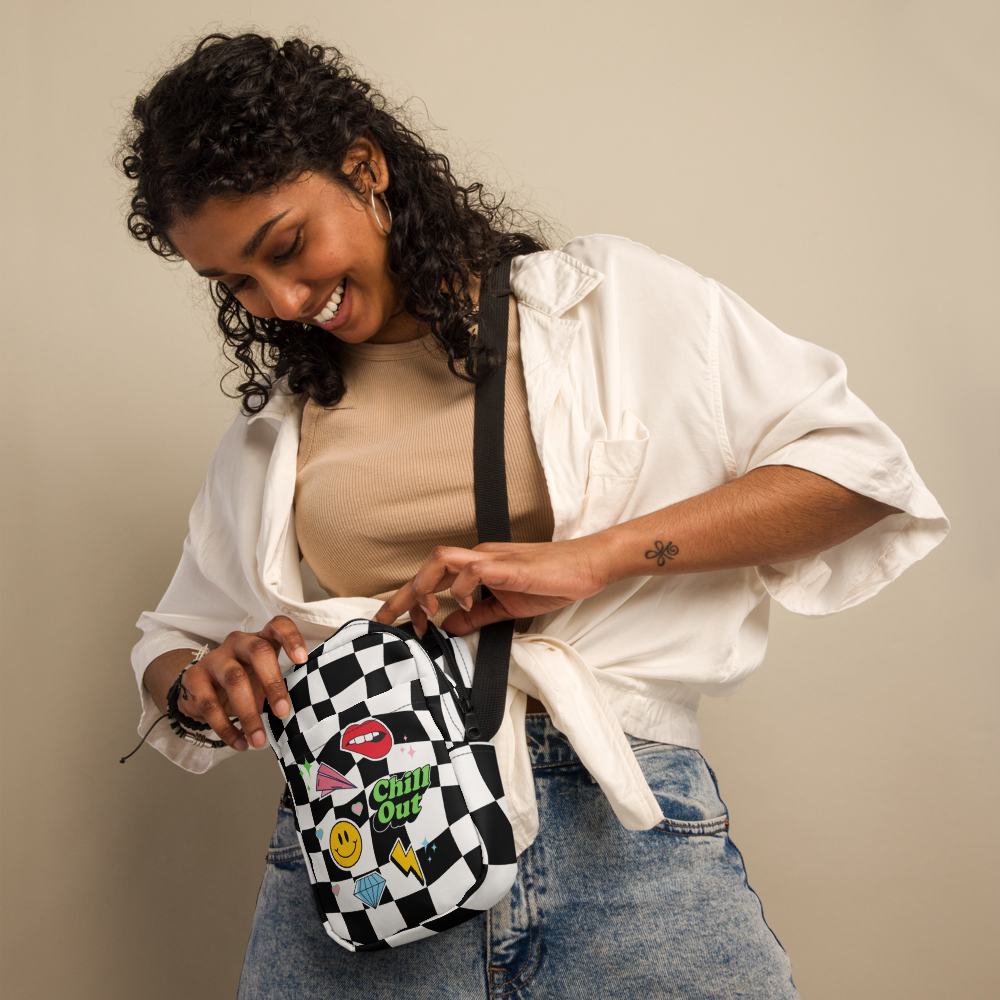 retro checkers crossbody bag