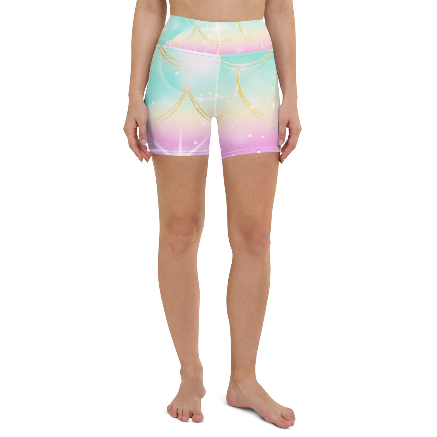 rainbow scales yoga shorts